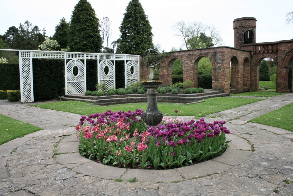 Flower bed and fountain at Dyffryn Gardens
