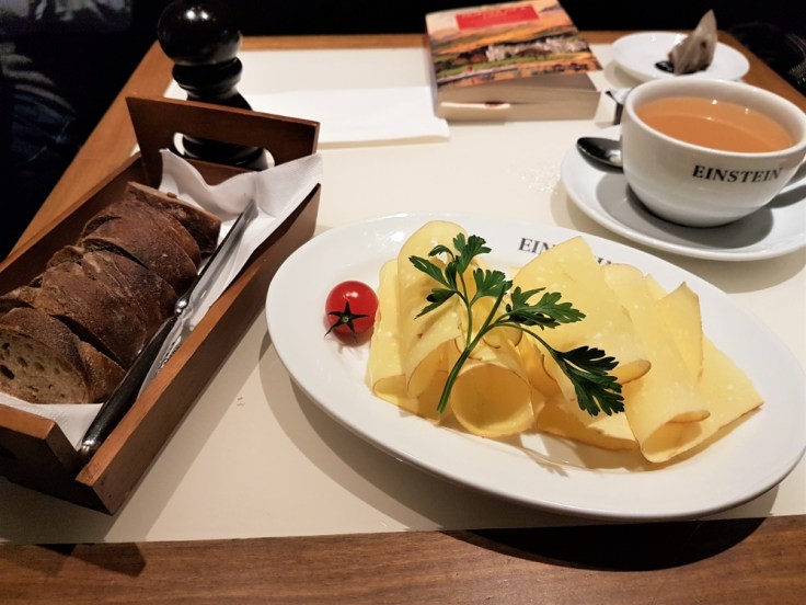 Lunch of cheese and bread at the Einstein Cafe in Bern