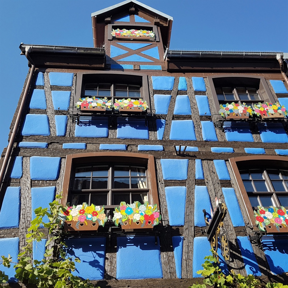A blue house in Riquewihr, Alsace