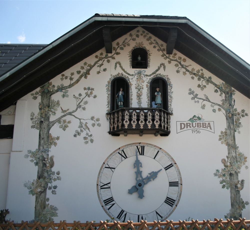 Cuckoo clock on the wall of a shop in Titisee in the Black Forest