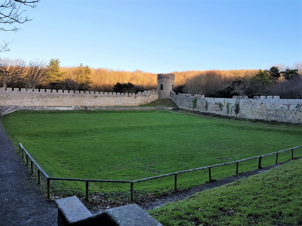 The remains of one of the towers in the walled gardens at Southerndown