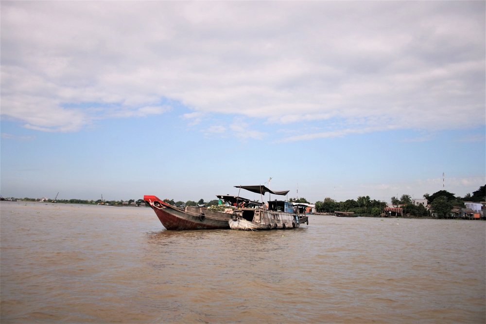 Boats floating in the Mekong Delta