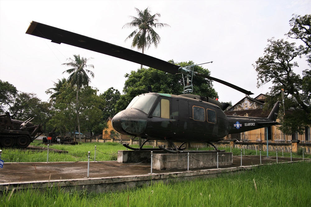 A US Air Force helicopter captured by the Viet Cong on display at the Military Museum in Hue