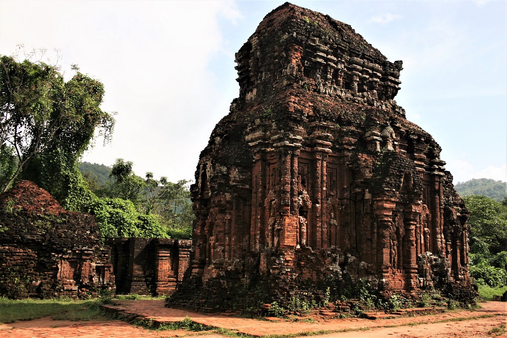 A huge red brick Cham temple at My Son