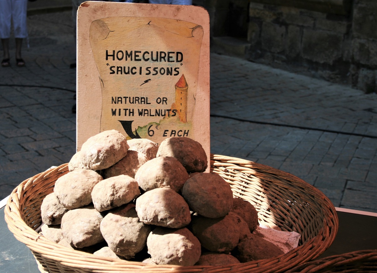 Homecured saucissons for sale in Sarlat-la-Canéda