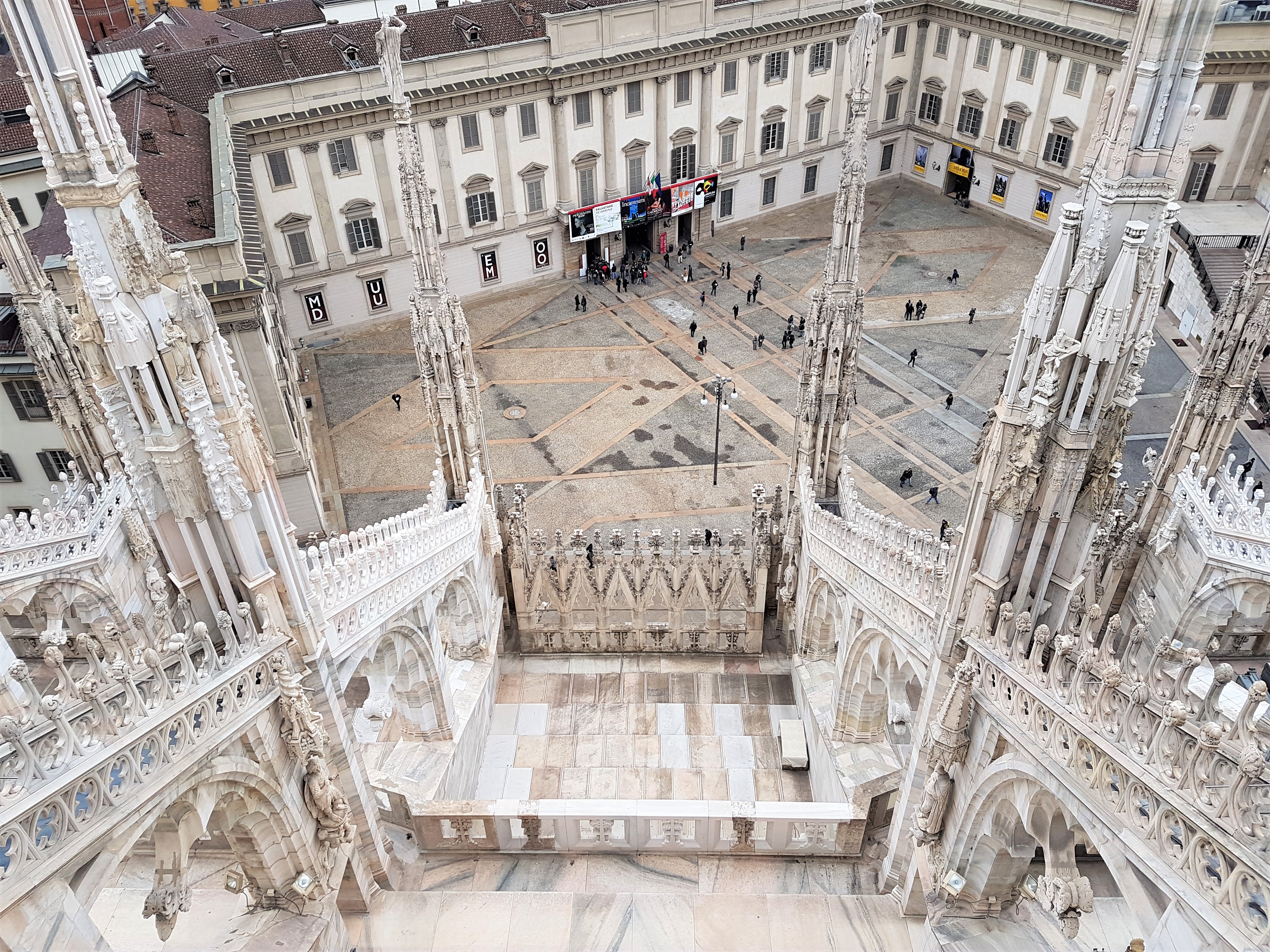 Looking down from the roof of the Duomo in Milan