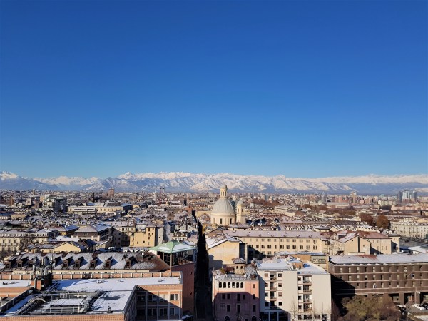 View over Turin and the Alps
