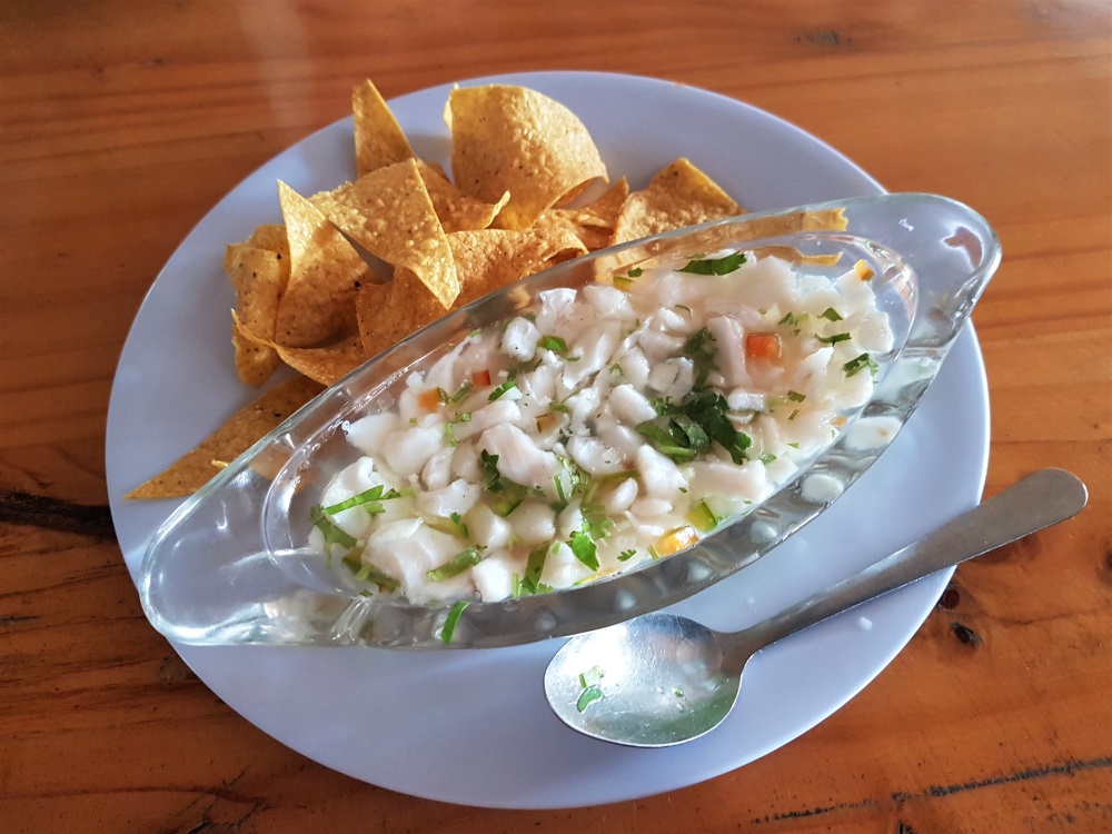 Ceviche with tortilla chips