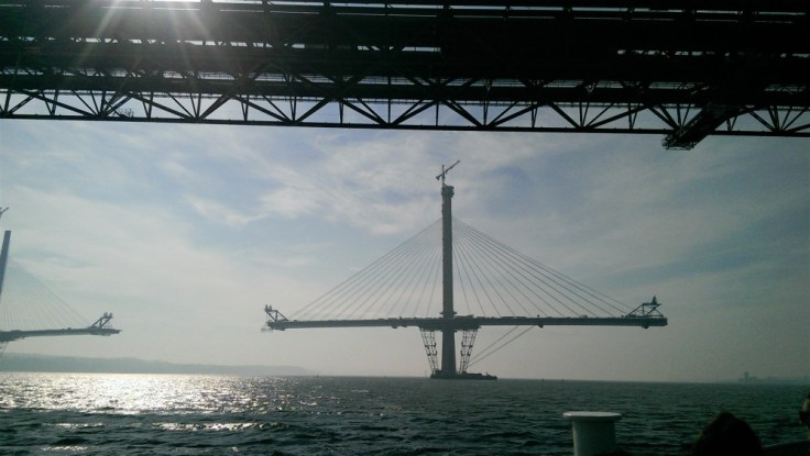 Part of the new Forth Bridge under construction