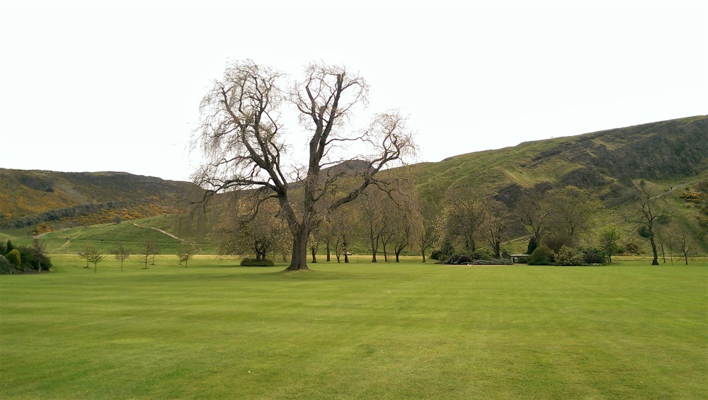The view towards Arthur's Seat from the grounds of the Palace of Holyroodhouse
