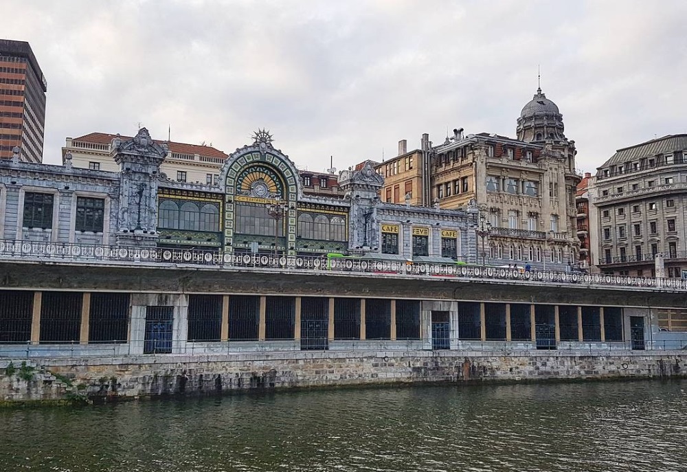 Santander train station on the banks of the Bilbao River in central Bilbao