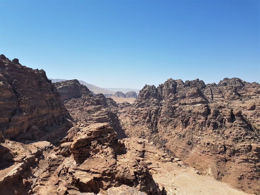 Views of the surrounding valleys from the high place in Petra