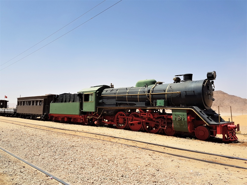 The Al Hijaz Steam Train at Wadi Rum Station