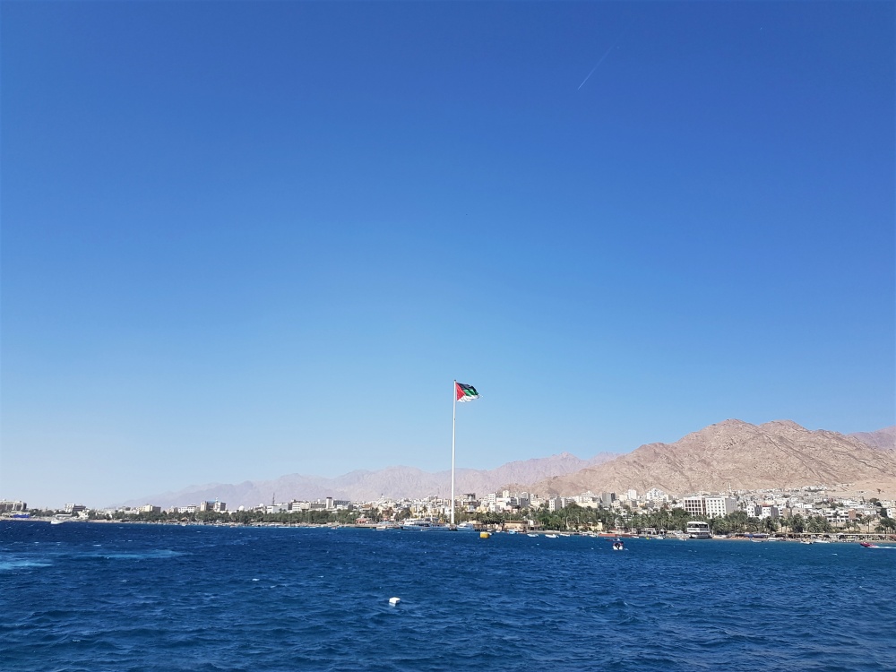 The port of Aqaba as seen from the Red Sea