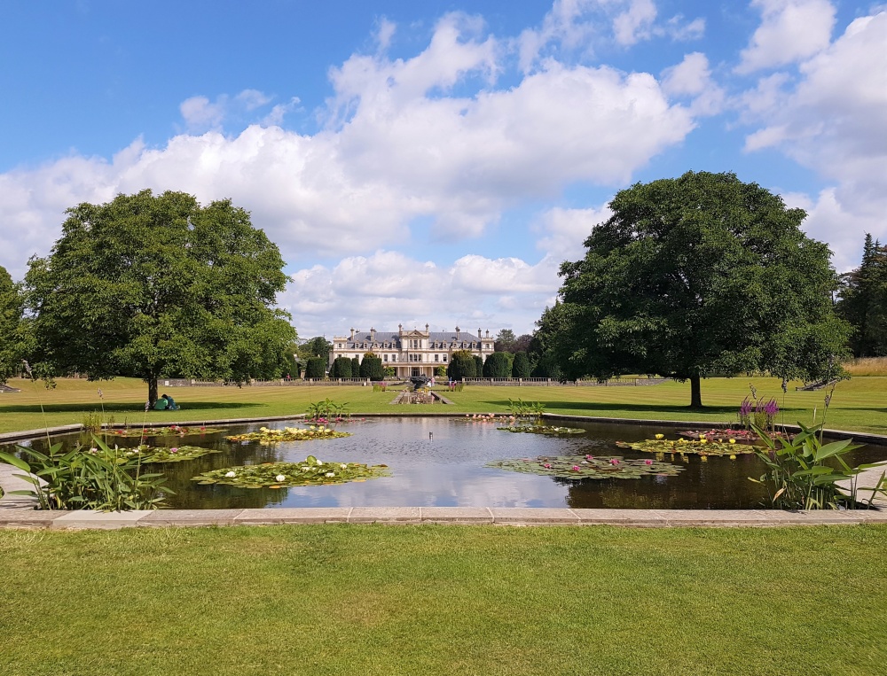 View of Dyffryn House from the lily pond