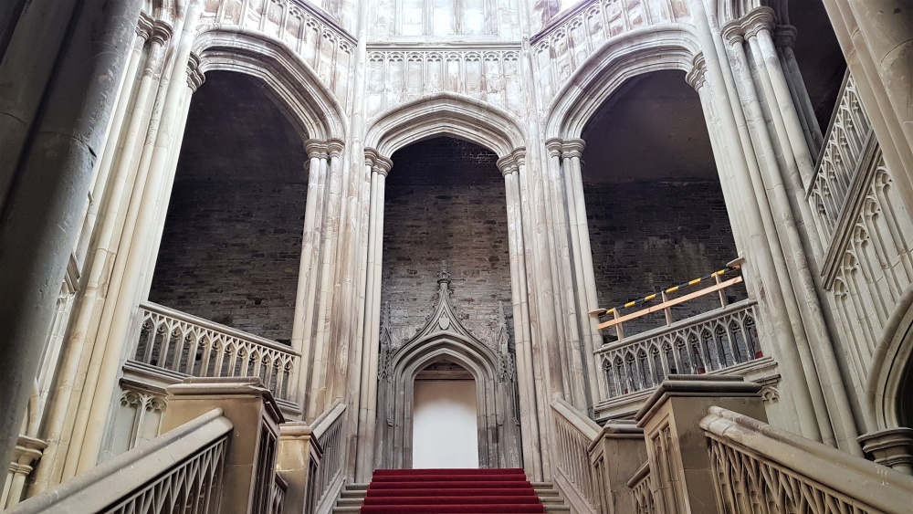 The grand staircase inside Margam Castle