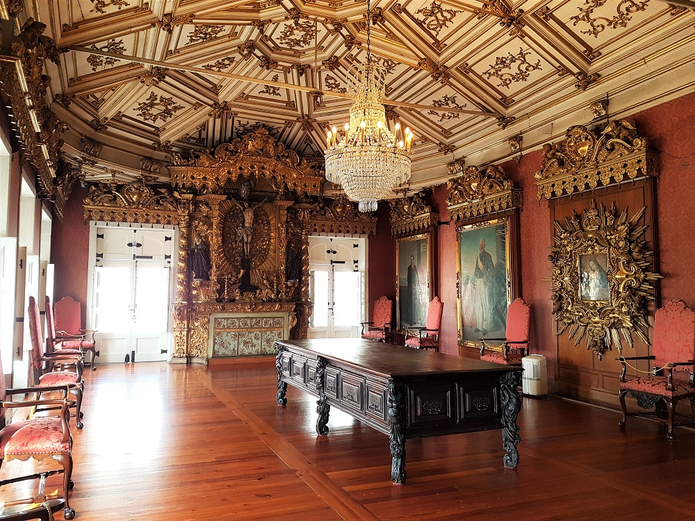 One of the lavishly decorated rooms in the museum adjoining the Igreja de Sao Francisco in Porto