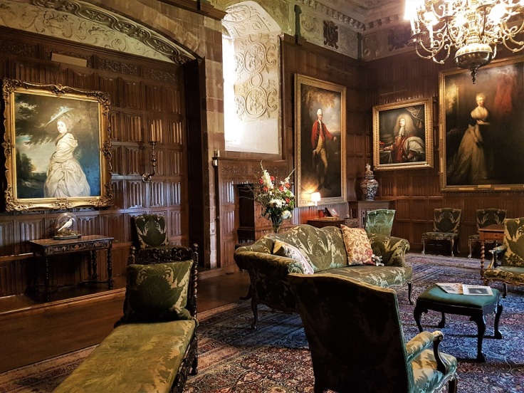 A wood-panelled state room inside Powis Castle