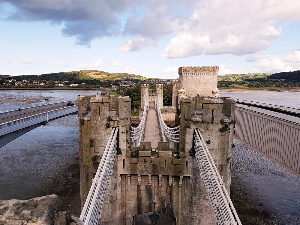 Conwy Suspension Bridge as seen from Conwy Castle