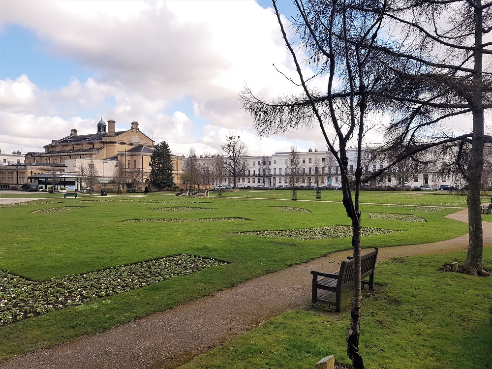 Imperial Square, a small park in the centre of Cheltenham