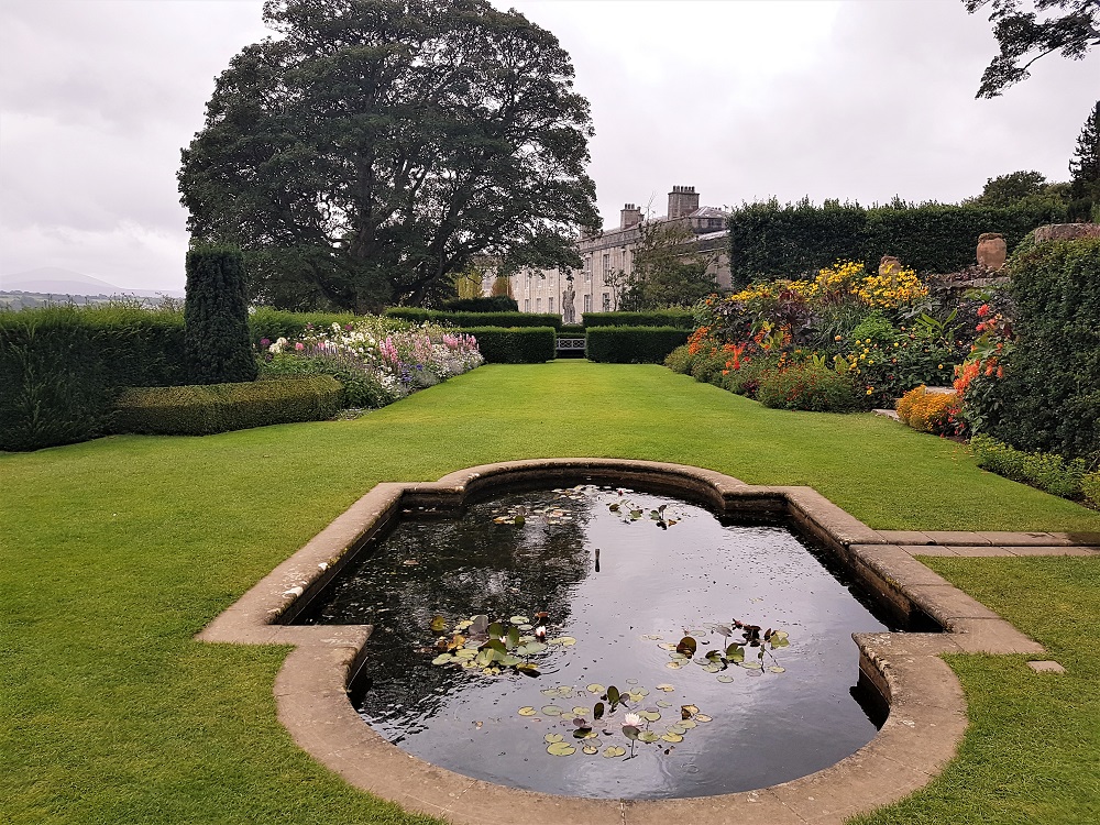 Pond in the formal terrace gardens at Plas Newydd