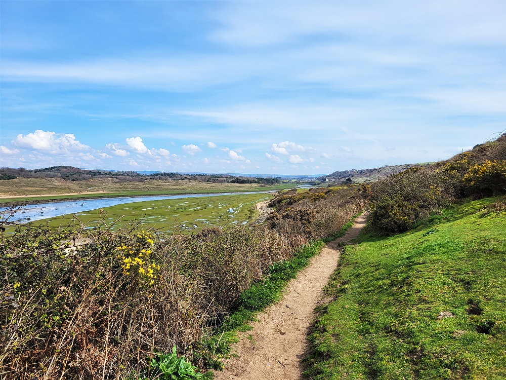 Wales Coast Path beside the River Ogmore estuary