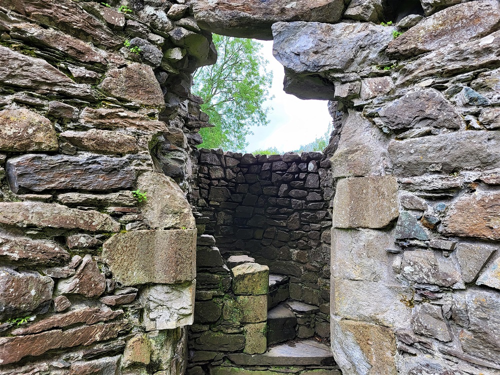 Doorway and the remains of a staircase at Cymer Abbey