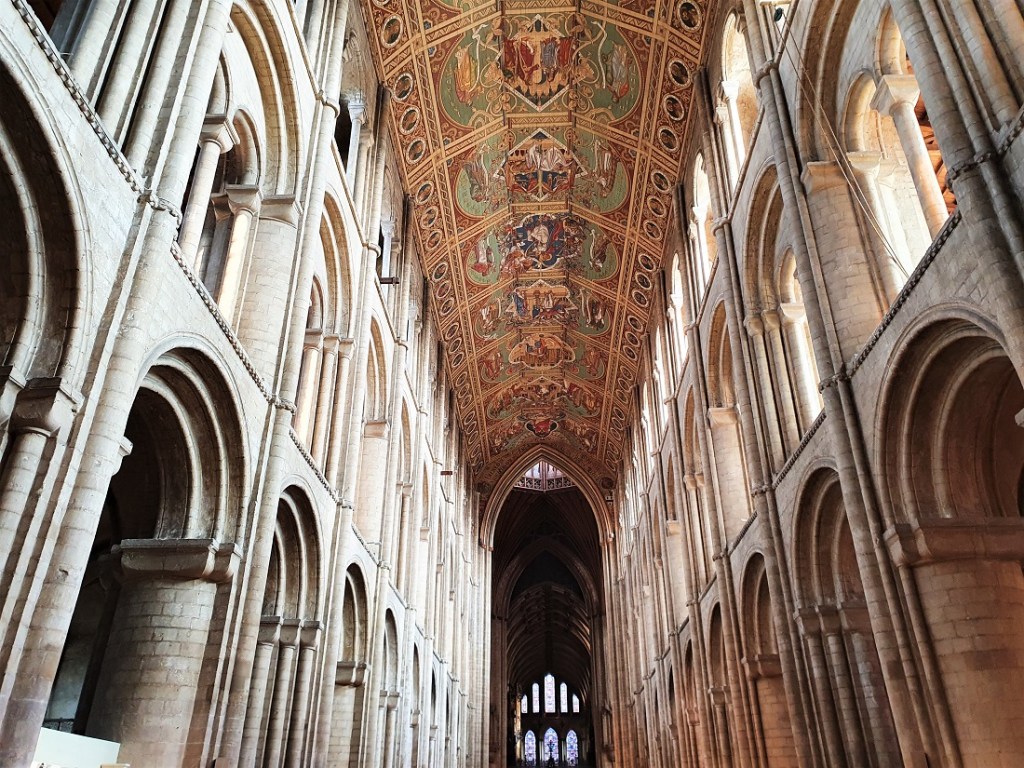 The painted ceiling in the nave of Ely Cathedral