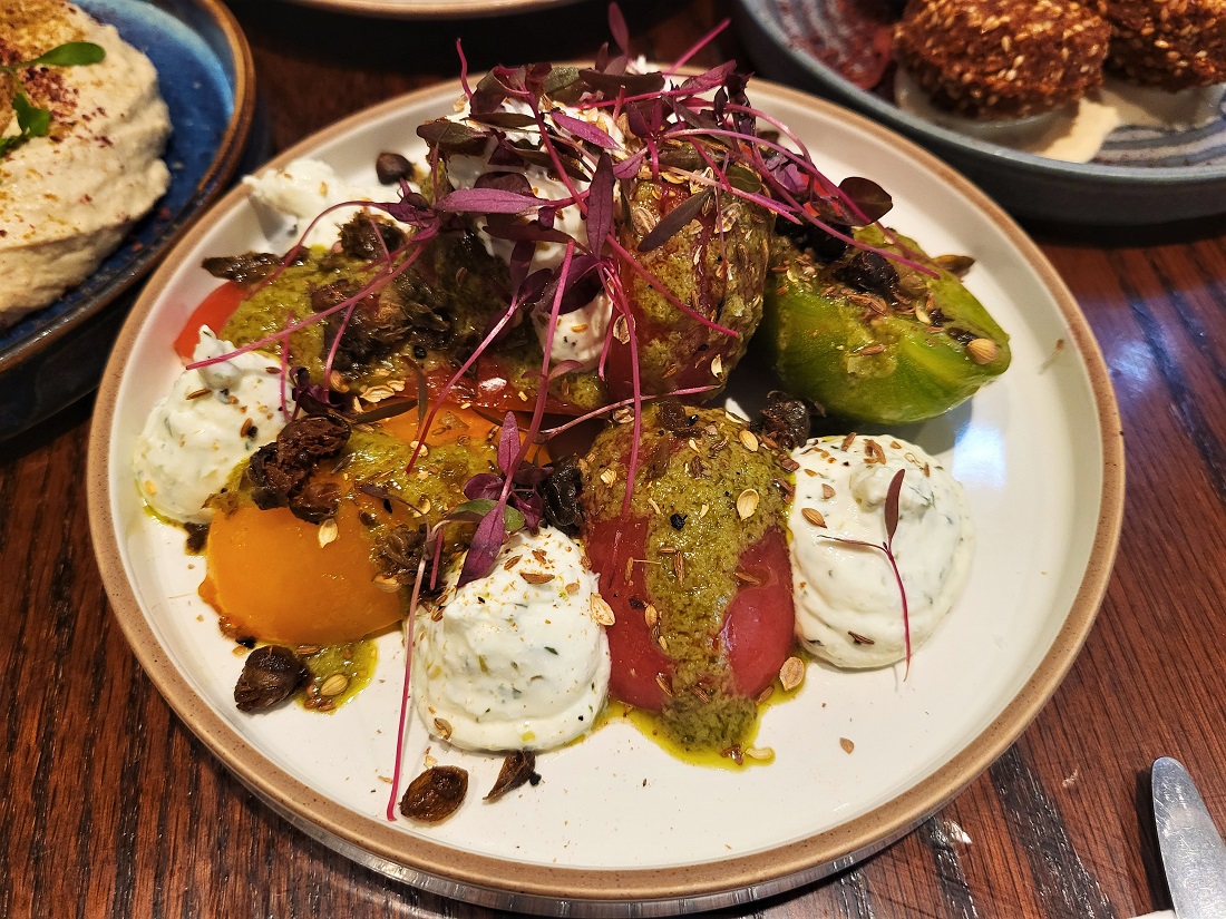 Tomatoes with whipped feta at Imad's Syrian Kitchen